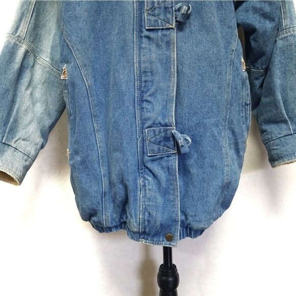 VINTAGE Acid Wash Quilted Sherpa Denim Jacket - Picture 3 of 8